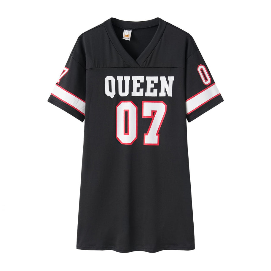 Damen Sportliches Oversized T-Shirt mit V-Ausschnitt und Druckdetails W&W