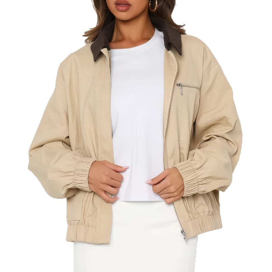 Damen Sportliche Utility-Jacke mit leichtem Material und hohem Kragen WW