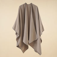 Damen Eleganter Wickelp Poncho aus weichem Wollmix WW