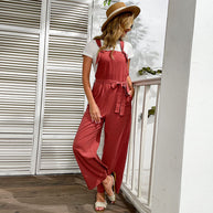 Damen Jumpsuit mit weitem Bein und elegantem Taillengürtel WW