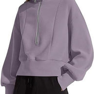 Damen sportlicher Zip-Pullover mit hohem Kragen WW