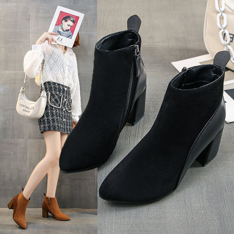 Damen modische und elegante Ankle-Boots mit trendigem Blockabsatz W&W Mode