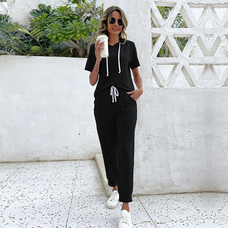Damen Jumpsuit mit bequemem Kordelzug und lässigem Kurzarmdesign WW