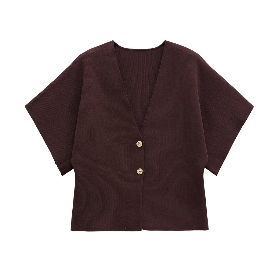 Damen leichte Strickjacke mit elegantem V-Ausschnitt und luxuriösen Knopfdetails WW