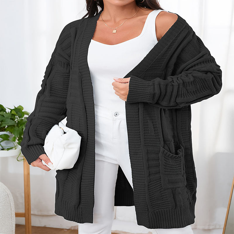 Damen Strickjacke mit strukturiertem Muster und praktischen Taschen WW