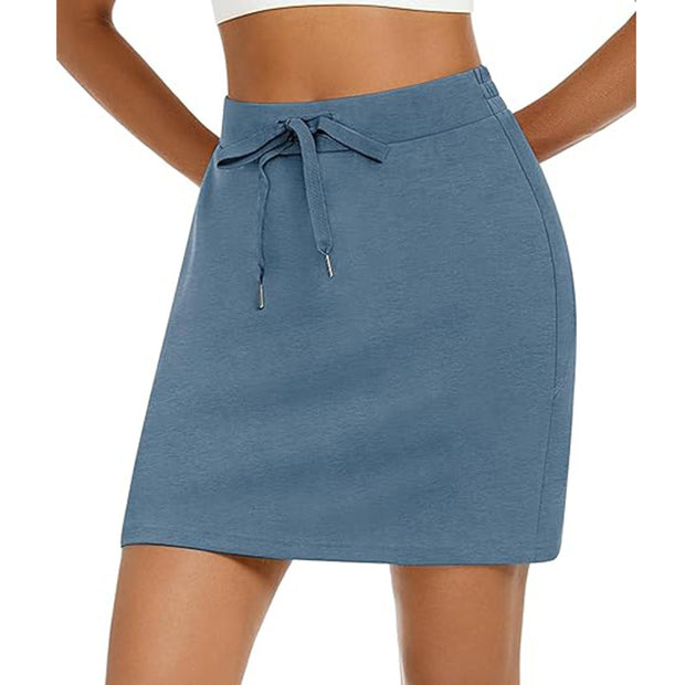 Damen sportlicher Minirock mit verstellbarem Kordelzug und seitlichen Taschen WW
