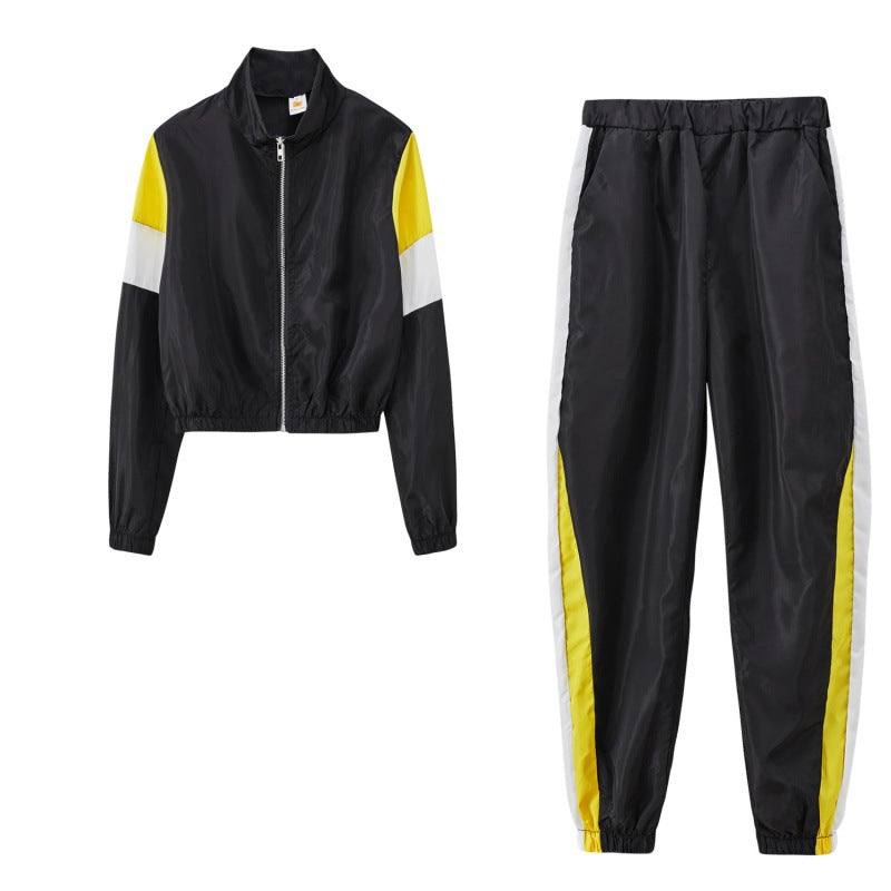 Damen Sportliches Trackset mit colorblock Design und elastischem Bund WW