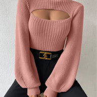 Damen Strickpullover mit Trendigem Cut-Out und Hohem Kragen WW