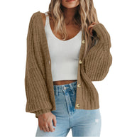 Damen Grobstrick-Cardigan mit Knopfdetails und weitem Schnitt WW