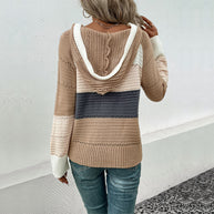 Damen lässiger Pullover mit strukturiertem Muster und Kapuze WW