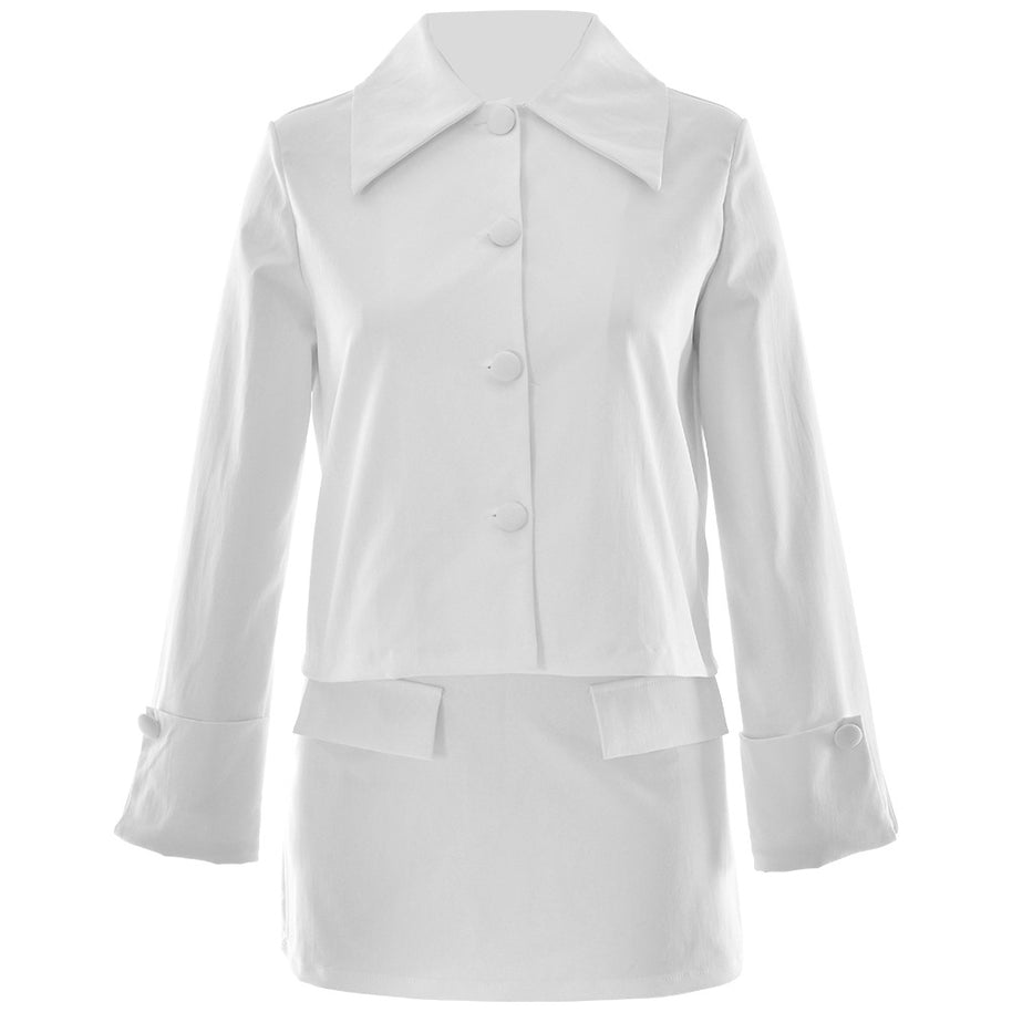 Damen Elegante Kurzjacke mit übergroßen Kragen und stilvollen Knopfdetails W&W