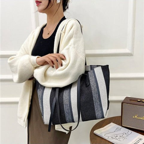 Damen Shopper-Tasche mit modernen Streifen und vielseitigem Innenraum WW