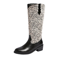 Damen Stiefel mit trendigem Punktmuster und robustem Blockabsatz WW