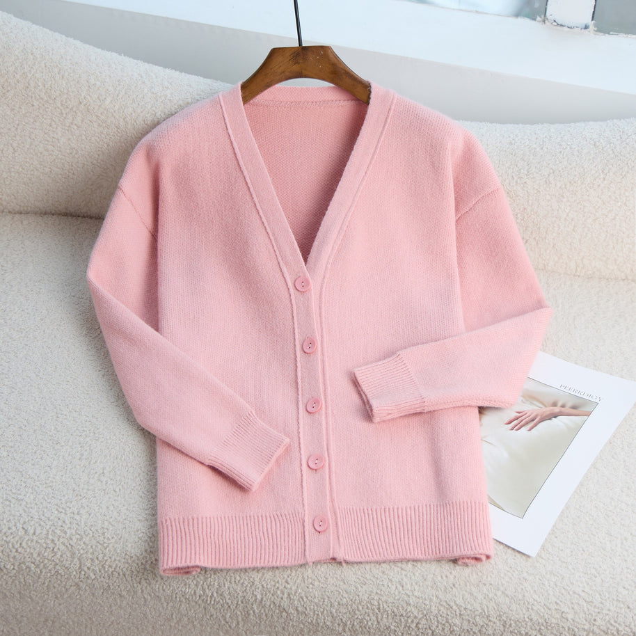 Damen Strickjacke mit V-Ausschnitt und feiner Rippstruktur WW