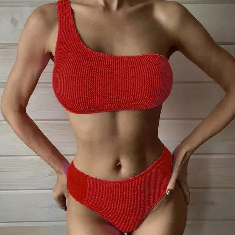 Damen BikinOberteil mit asymmetrischem Schnitt und hohem Bund WW