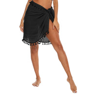 Damen Strandtuch mit verspieltem Quastenbesatz WW