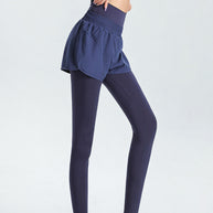 Damen Sportliche Leggings mit integriertem kurzer Shorts WW