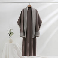 Damen Strickkleid mit drapierter Strickjacke WW