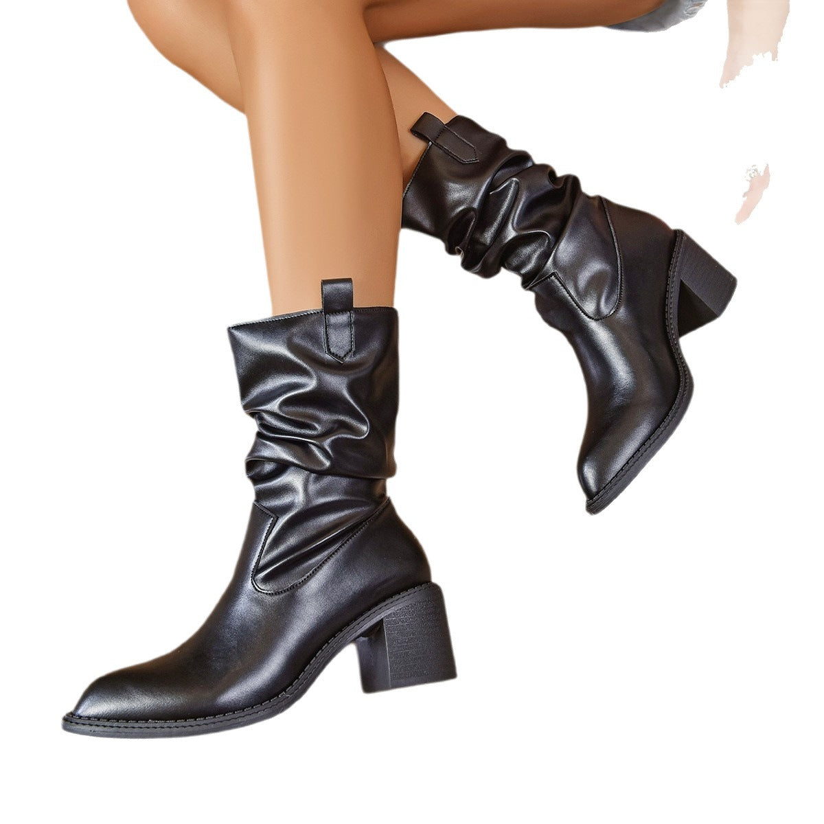 Damen Stiefeletten mit elegantem rüschenförmigen Design und bequemer Sohle WW