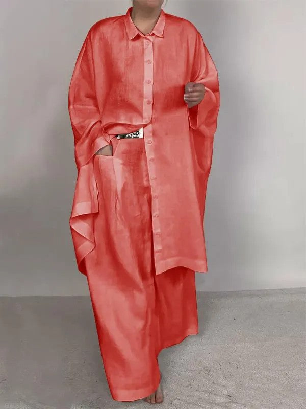 Damen Zweiteiler mit weiter Hose und Taschen
