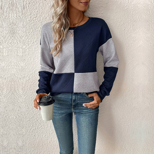Damen Sweatshirt mit geometrischem Patchwork-Design WW