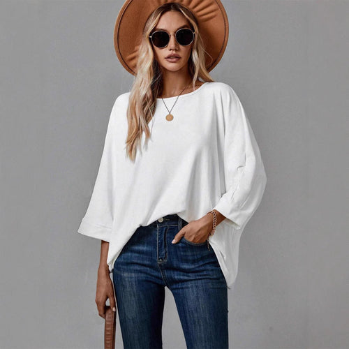Damen oversized T-Shirt mit weitem Schnitt und moderner Silhouette W&W Mode