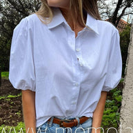 Damen Bluse mit Puffärmeln und klassischem Kragen WW