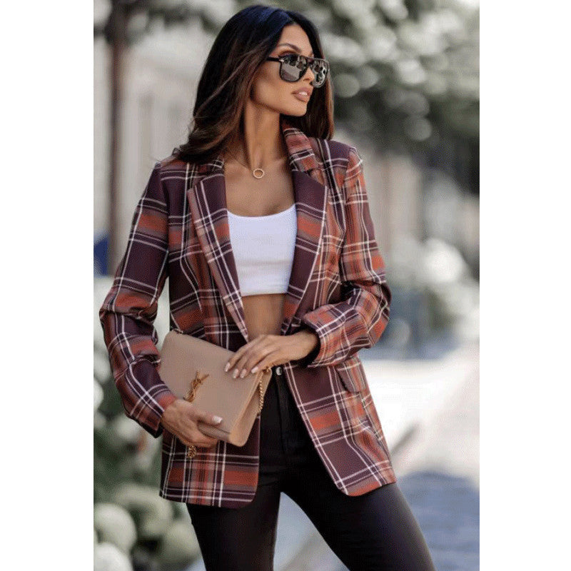 Damen Karierter Blazer WW