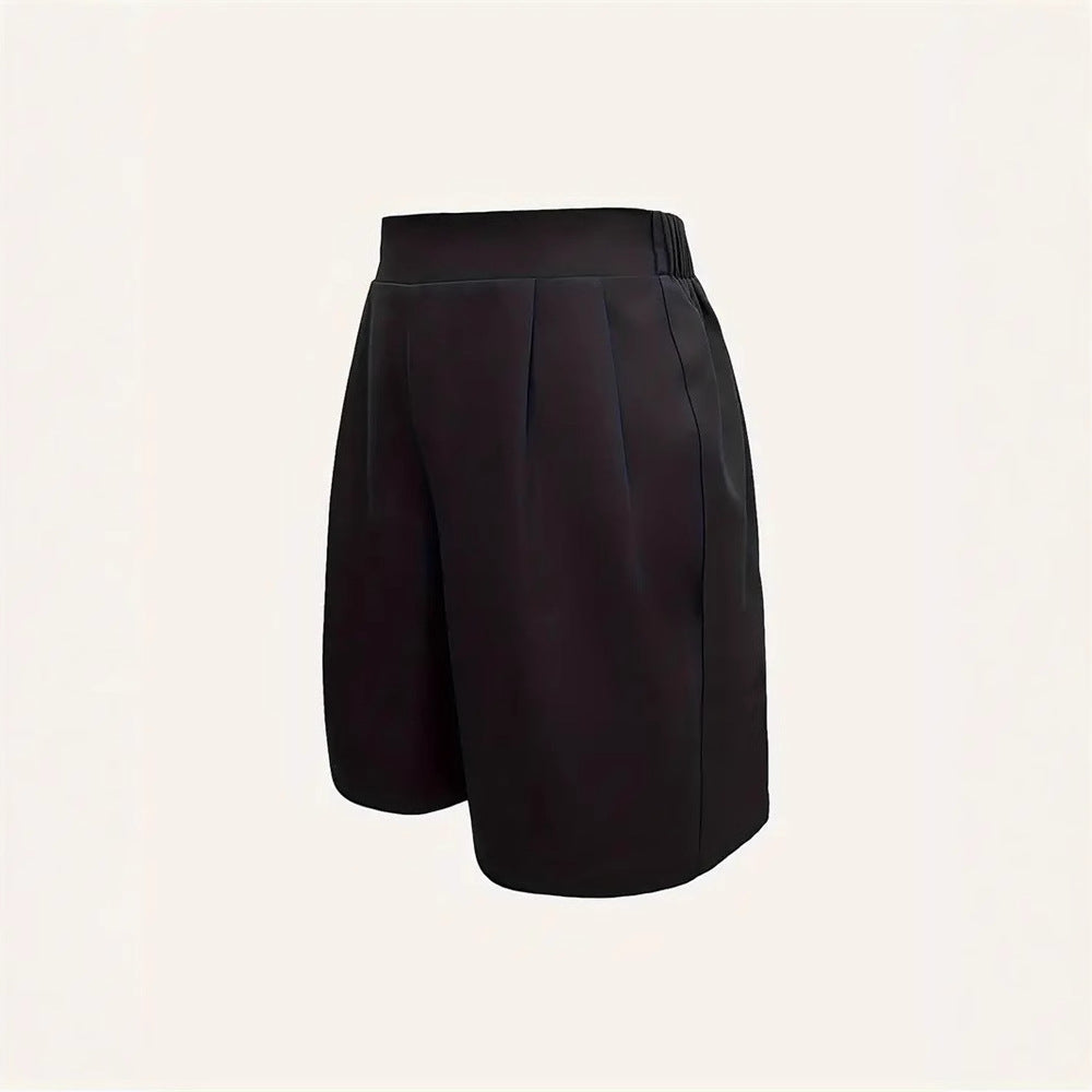 Damen Elegante High-Waist Shorts mit dekorativen Falten W&W Mode