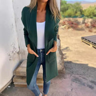 Damen lässiger oversize Mantel mit offenem Kragen und praktischen Taschen WW