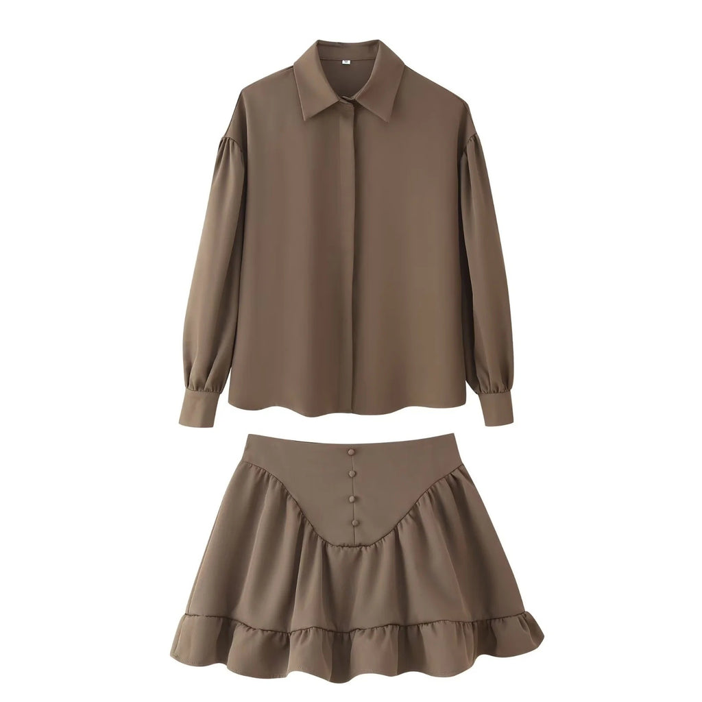 Damen elegantes Set aus Bluse und Rock W&W