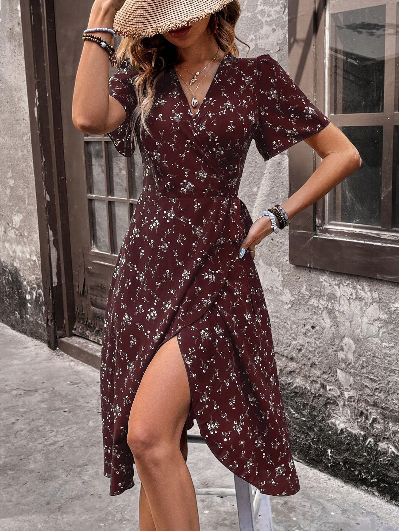 Damen Wickelkleid mit floralem Design WW