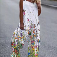 WW | Große Blumenmuster Leichte Stoff Latzhose