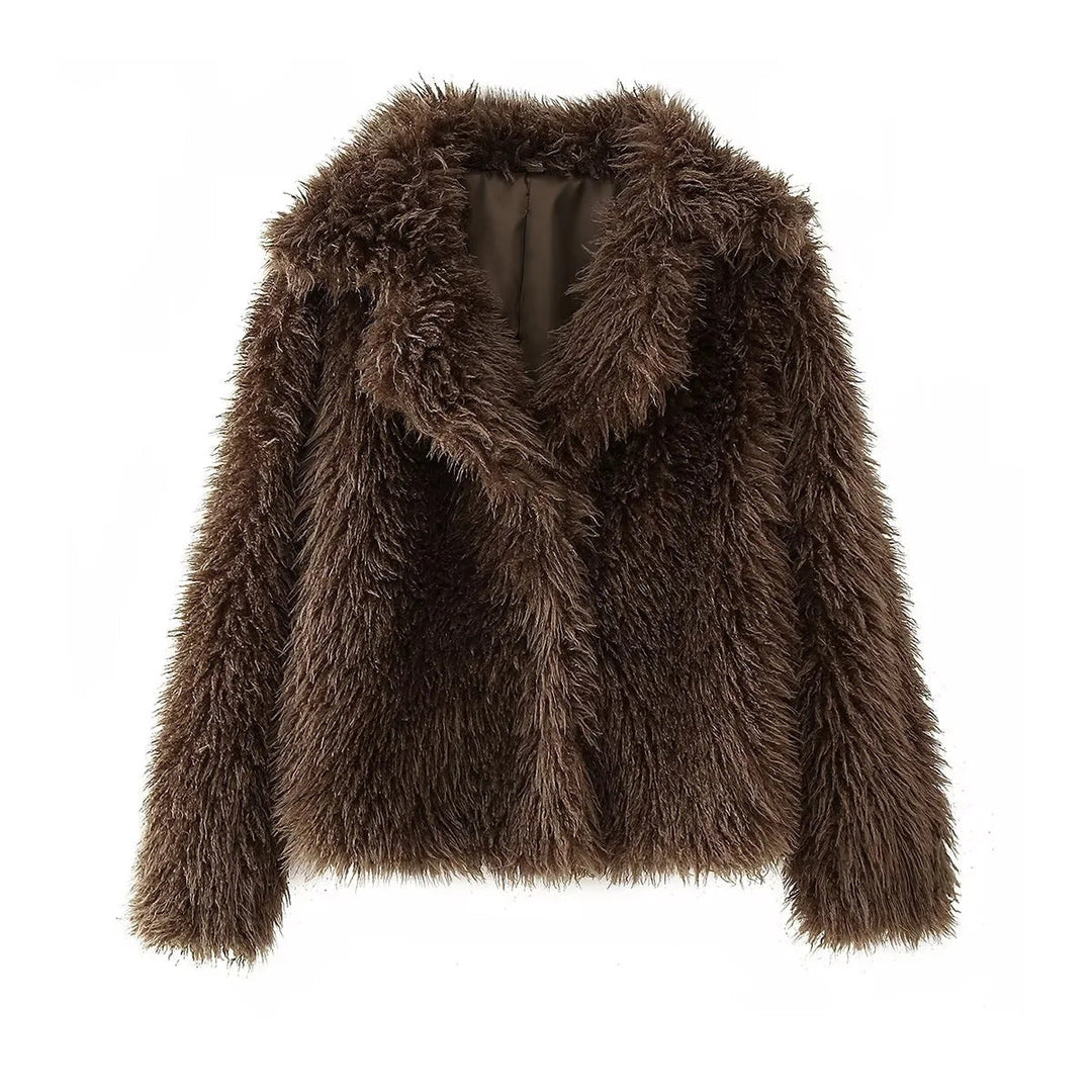 Damen Kuschelige Fleecejacke mit großzügigem Kragen und weichem Innenfutter W&W Mode