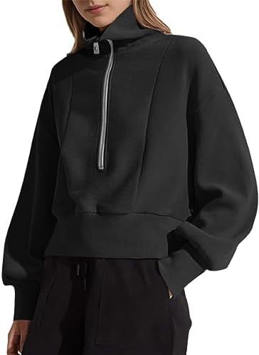 Damen sportlicher Zip-Pullover mit hohem Kragen WW