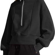 Damen sportlicher Zip-Pullover mit hohem Kragen WW