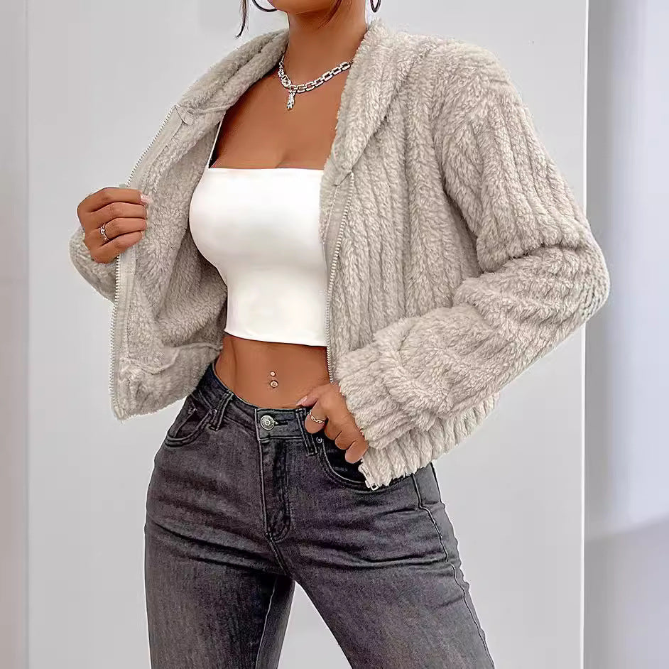 Damen Rotationsjacke aus kuscheligen Fleece mit Hohem Kragen WW