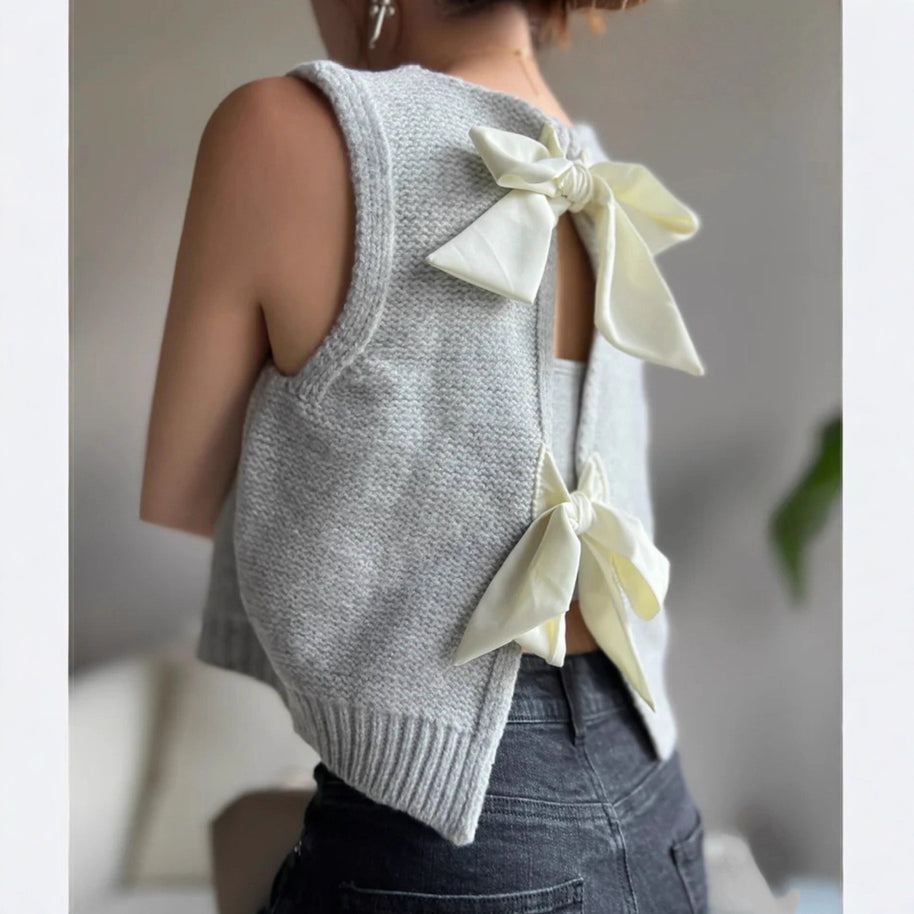 Damen Strickoberteil mit dekorativen Schleifen WW