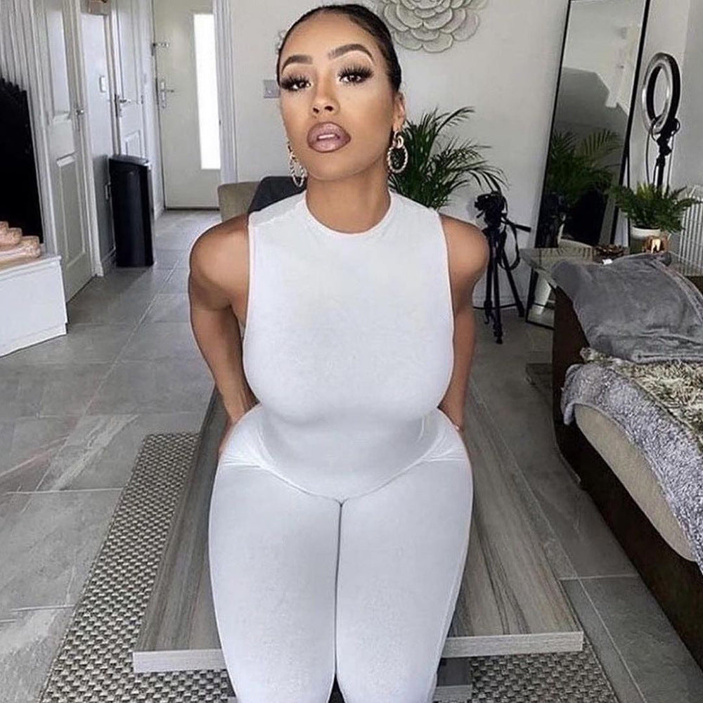 Damen All-in-One Jumpsuit mit tiefem Ausschnitt und figurbetontem Schnitt WW