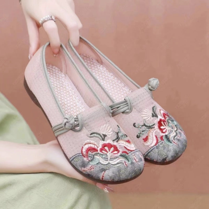 Damen bestickte Ballerina-Schuhe WW
