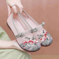 Damen bestickte Ballerina-Schuhe WW