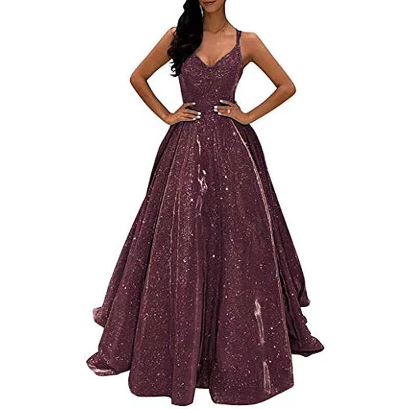 Damen Abendkleid mit schimmernden Akzenten und voluminösem Rock WW