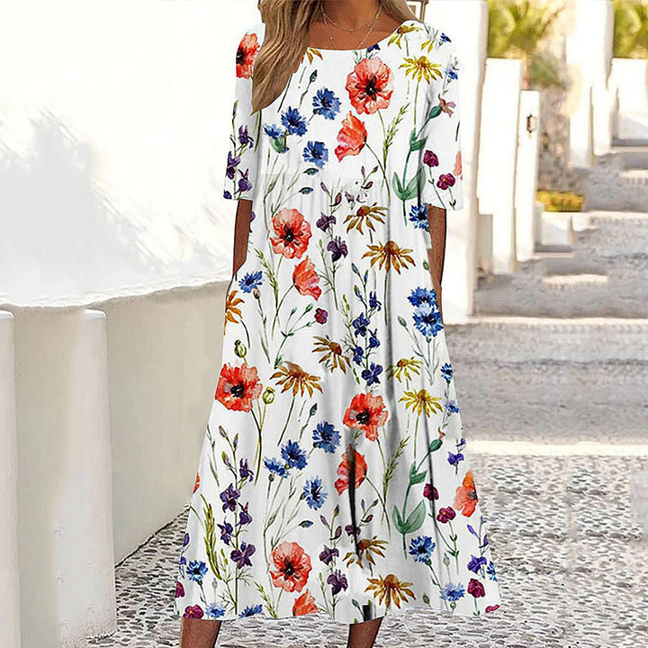 Damen Maxi-Kleid mit floralem Design und praktischem Knopfverschluss W&W Mode