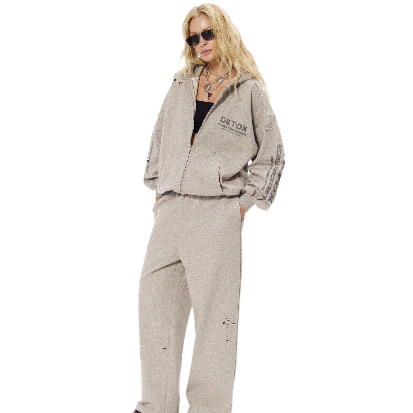 Damen Sportliches Freizeitanzugset mit Kapuzenpullover und bequemen Jogginghosen WW