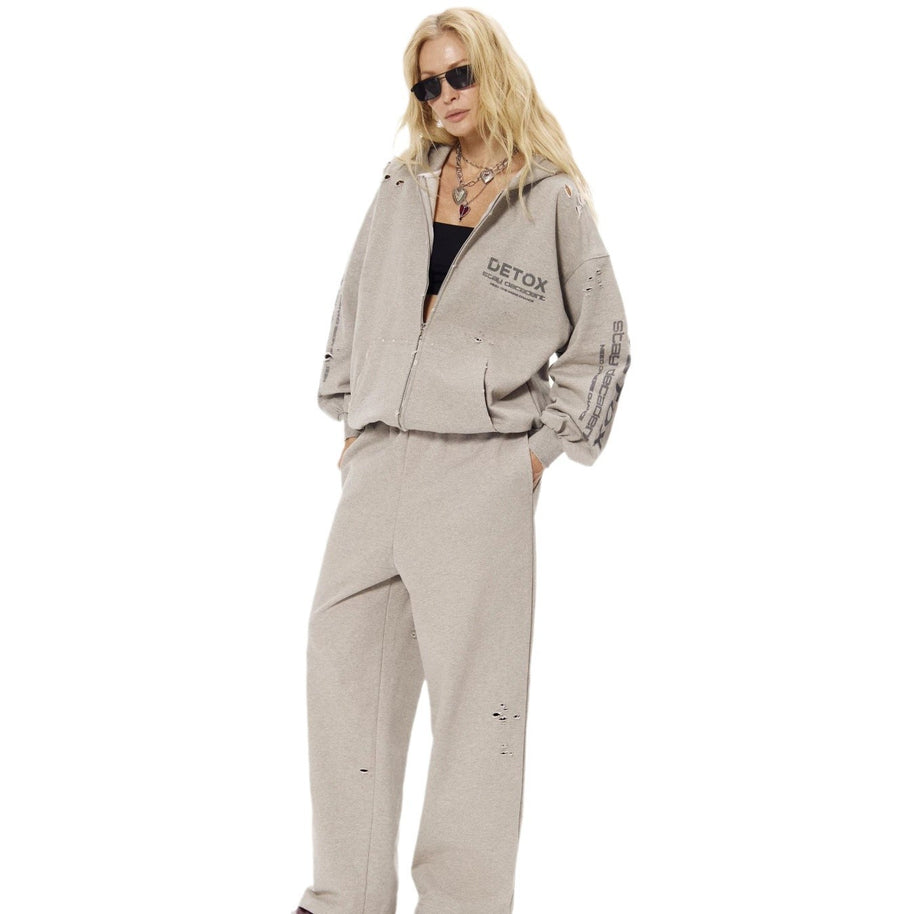 Damen Sportliches Freizeitanzugset mit Kapuzenpullover und bequemen Jogginghosen WW