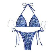 Damen Bikini-Set mit eleganten Bindebändern und trendigem Muster WW