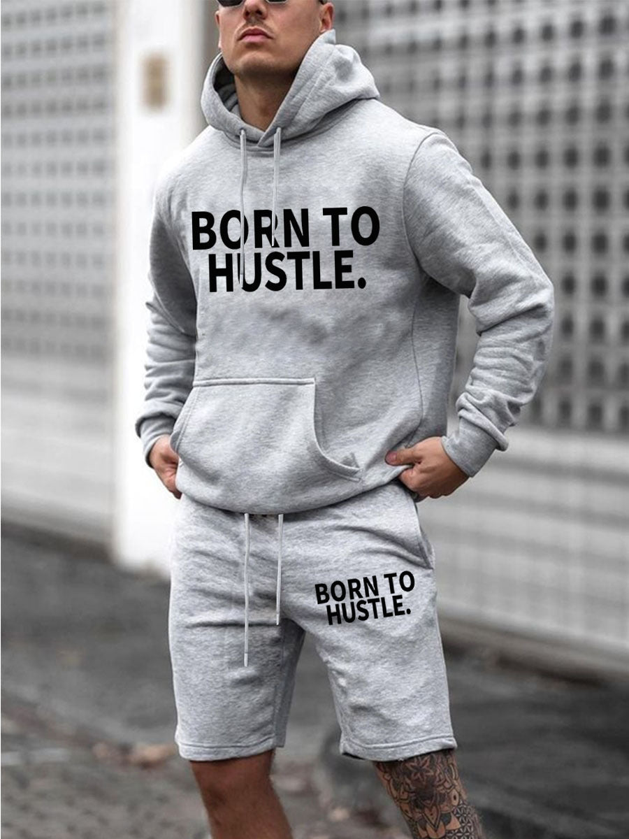 Damen Sportliches Hoodie und Shorts Set mit motivierendem Schriftzug WW