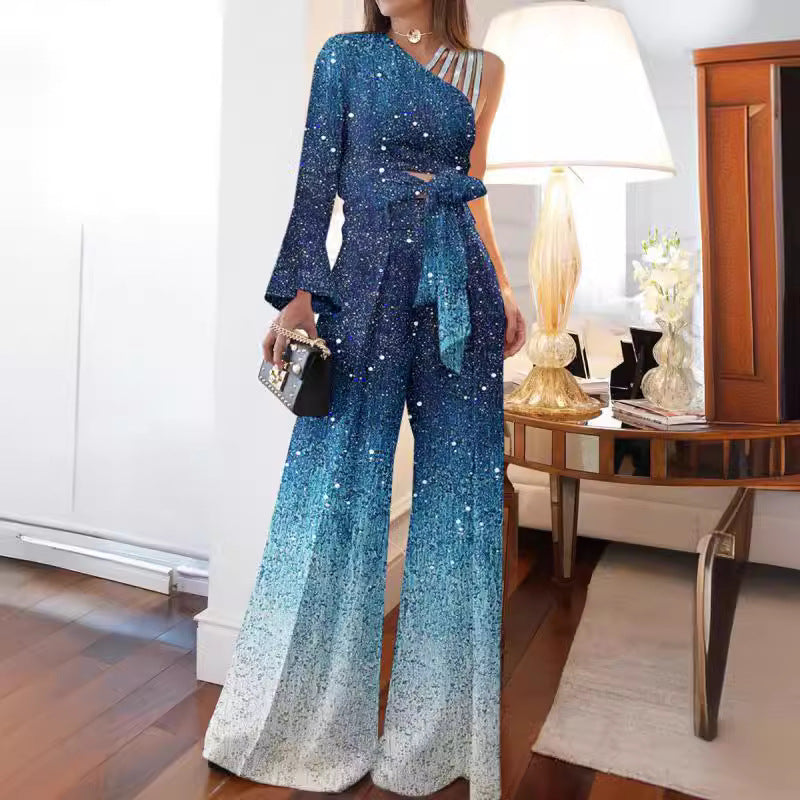 WW | Off-Shoulder Weite Bein Hose Set