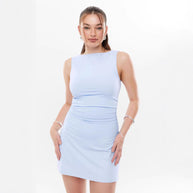 Damen ärmelloses Mini-Kleid mit eleganter Raffung WW