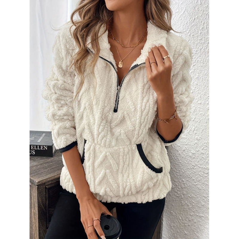 Damen Bequemer Hoodie mit hochschließendem Reißverschluss und praktischen Taschen WW
